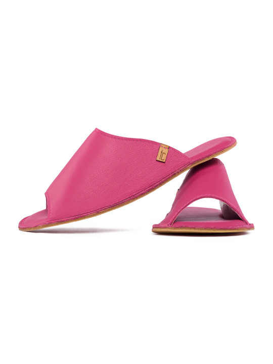 Leather Slides leather fuxia
