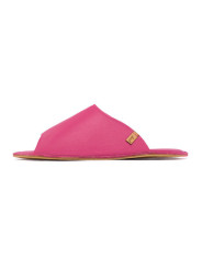Claquette slides cuir fuxia