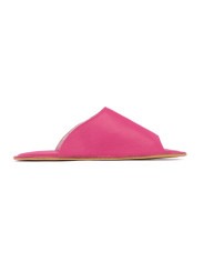 Claquette slides cuir fuxia