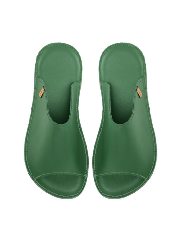 Claquette slides cuir avocado