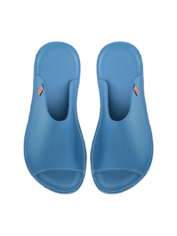 Claquette slides cuir jeans