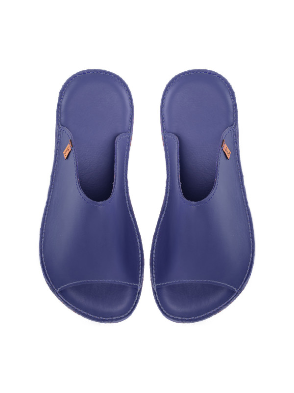 Claquette slides cuir denim