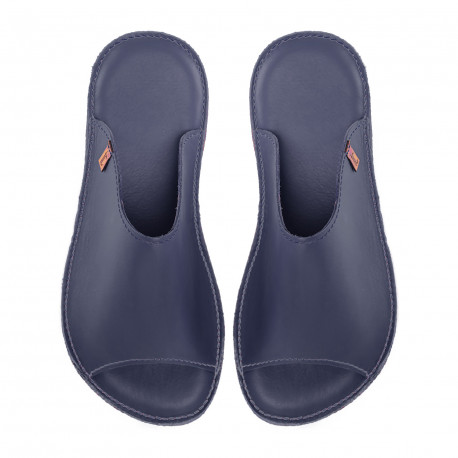 Leather Slides leather blu marino