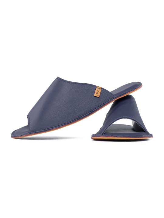 Leather Slides leather blu marino