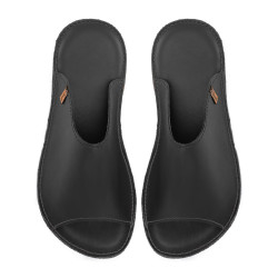 Claquette slides cuir nero