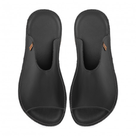 Leather Slides leather nero