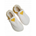 White Sheepshin slippers colorful heart