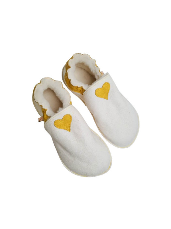 Sheepshin slippers colorful heart