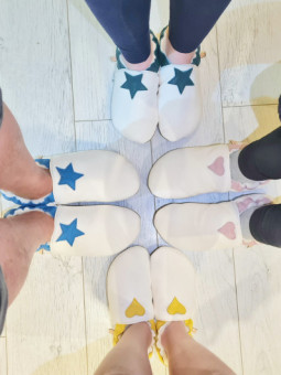 Sheepshin slippers colorful pattern Suede sole