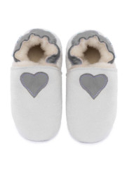 Chaussons mouton coeur coloré semelle suédé