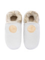 Pantoufles peau lainée blanche, pois cream