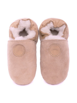 Brown woolen slippers,  camel round