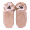 Light brown sheepskin slippers beige circle