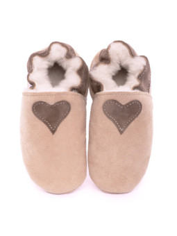 Brown woolen slippers,  heart