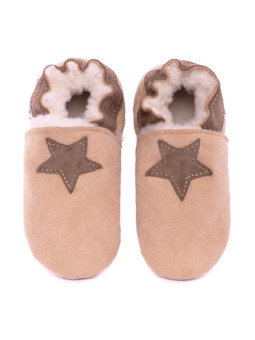Brown woolen slippers,  star
