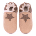 Brown lighnt sheepskin slippers star