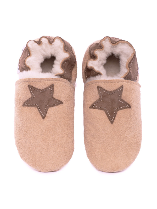 Brown woolen slippers,  star