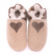 White woolen slippers, cream heart