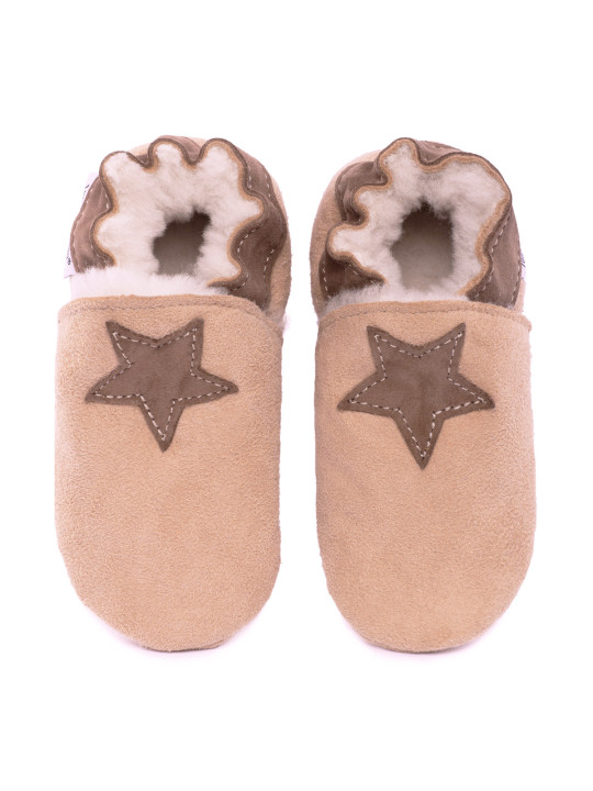 Sheepskin slippers slippers,  cream round
