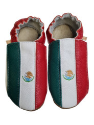 Chaussons cuir souple drapeau du Mexique
