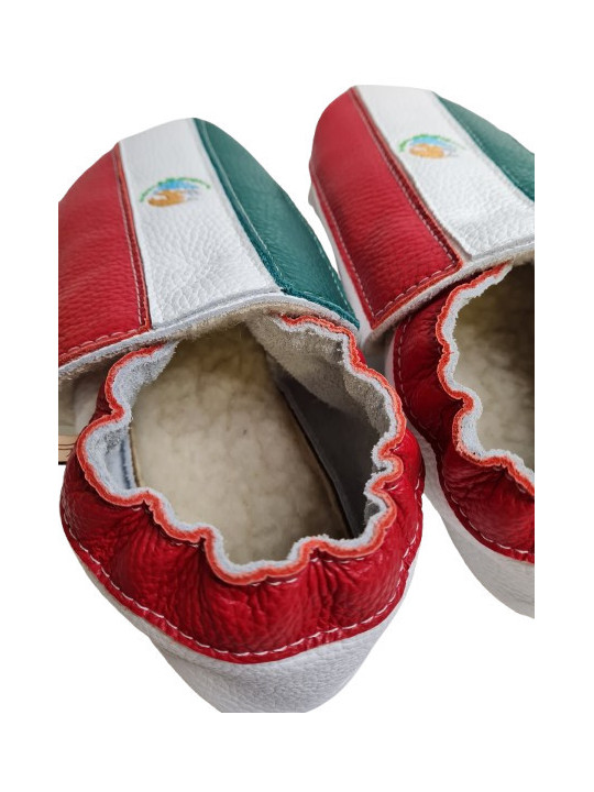 Chaussons cuir souple drapeau du Mexique