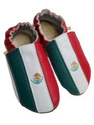 Chaussons cuir souple drapeau du Mexique