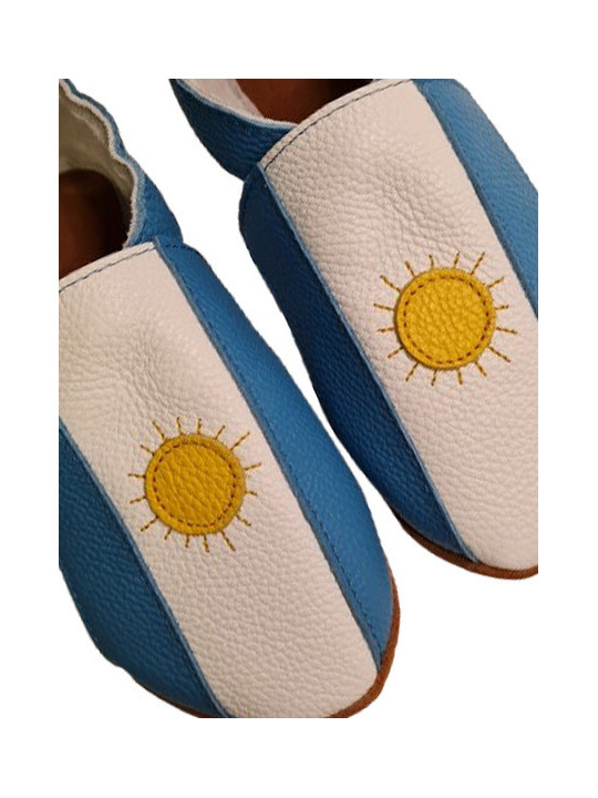 Chaussons cuir souple drapeau de l´Argentine