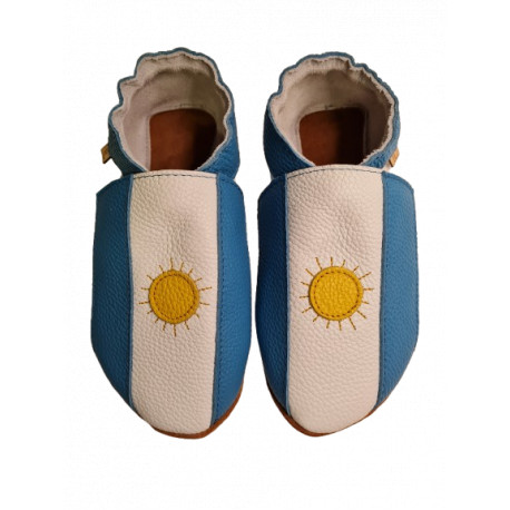Chaussons cuir souple drapeau de l´Argentine
