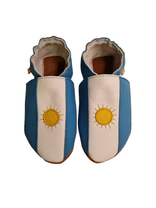 Chaussons cuir souple drapeau de l´Argentine