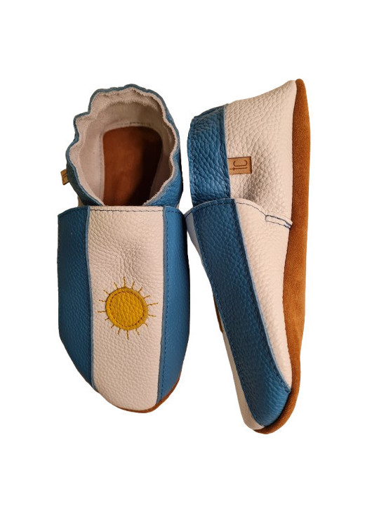 Chaussons cuir souple drapeau de l´Argentine