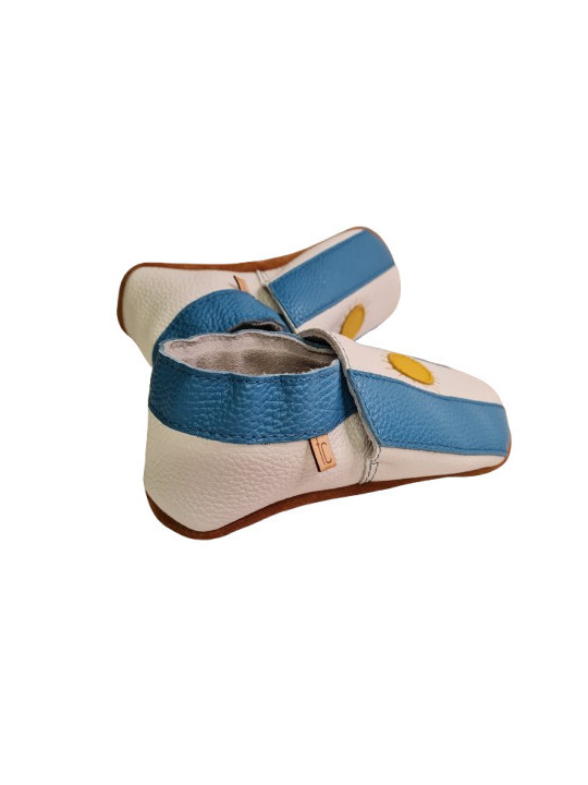 Chaussons cuir souple drapeau de l´Argentine