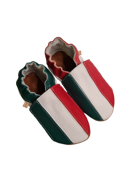 Chaussons cuir souple drapeau de l´Italie