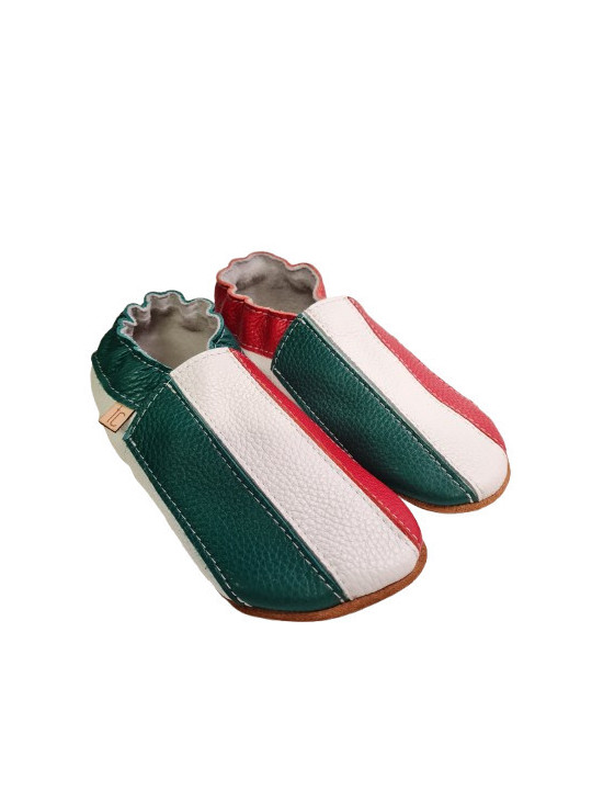 Chaussons cuir souple drapeau de l´Italie
