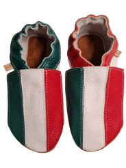 Chaussons cuir souple drapeau de l´Italie