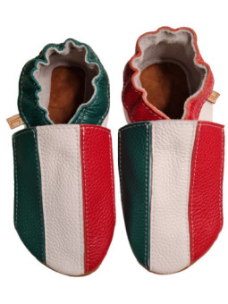 Chaussons cuir souple drapeau de l´Italie