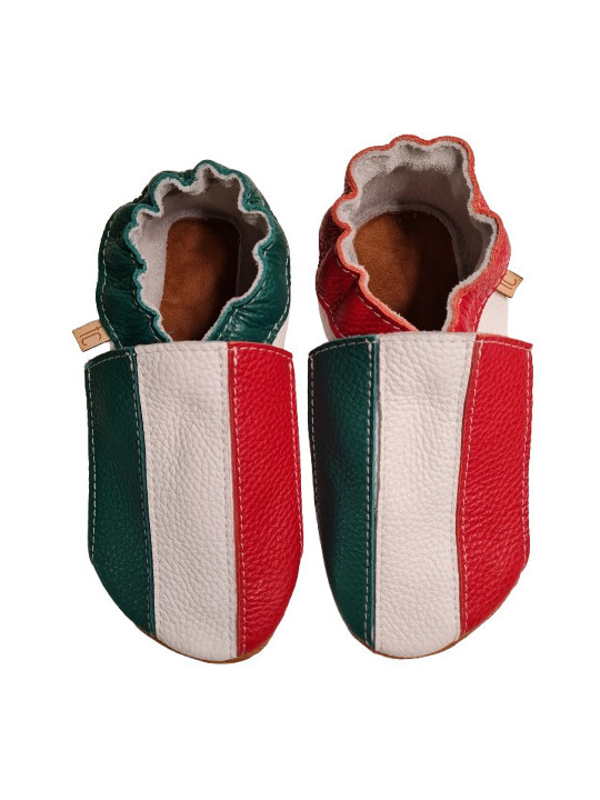 Chaussons cuir souple drapeau de l´Italie