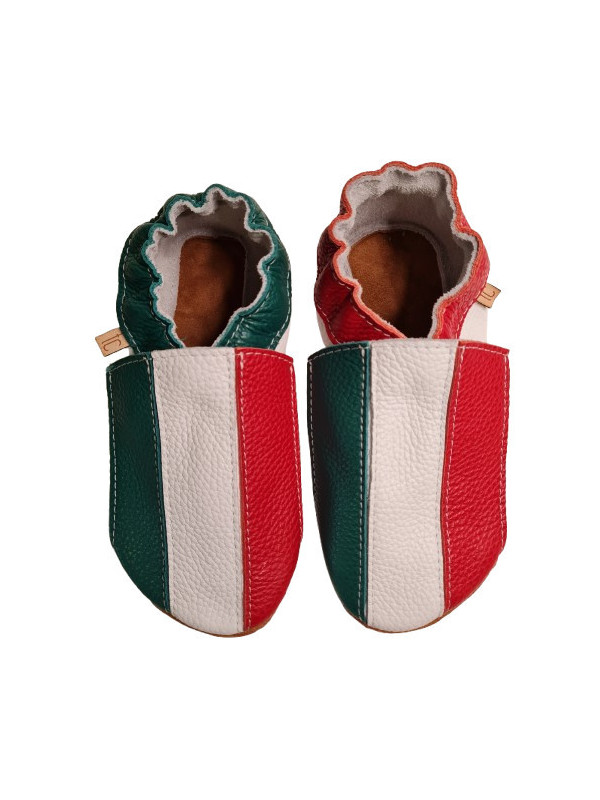 Chaussons cuir souple drapeau de l´Italie