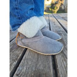 Sheepskin boots slippers light gray