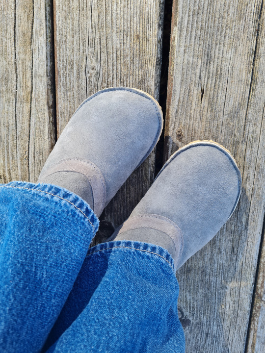 Sheepskin boots slippers light gray