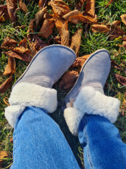 Bottines en peau lainée grise