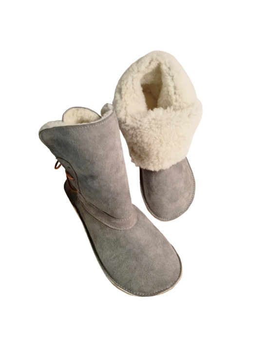 Bottines en peau lainée grise