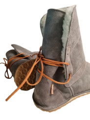 Bottines en peau lainée grise