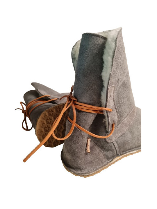 Bottines en peau lainée grise