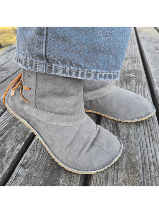 Sheepskin boots slippers light gray