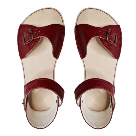 Sandales Boho cuir bordeaux