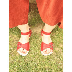 Sandales Boho cuir rouge