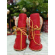 Bottine en cuir rouge santa