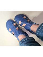 Summer leather slippers - denim