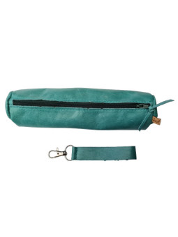 Pencil case turquoise leather