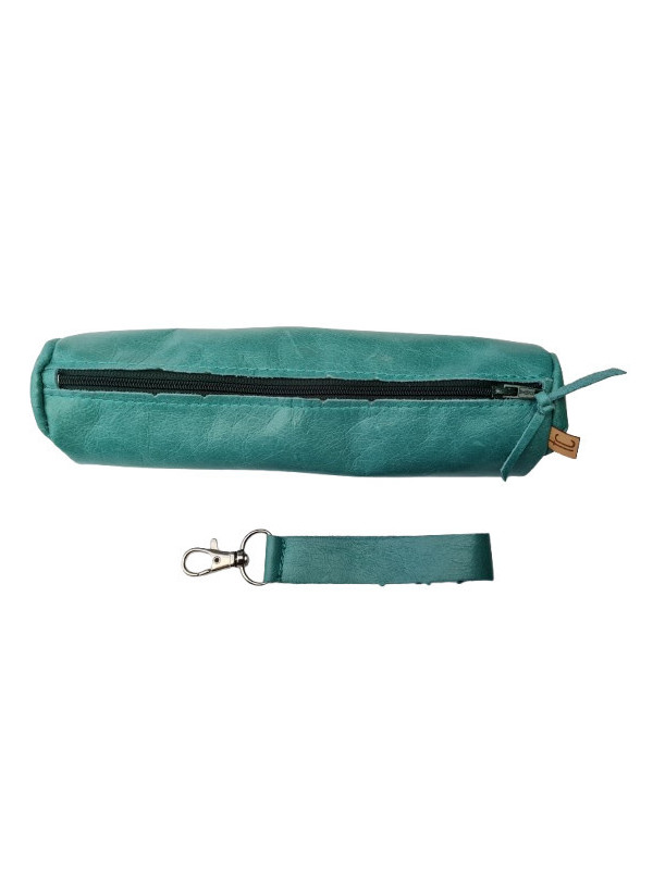 Pencil case turquoise leather